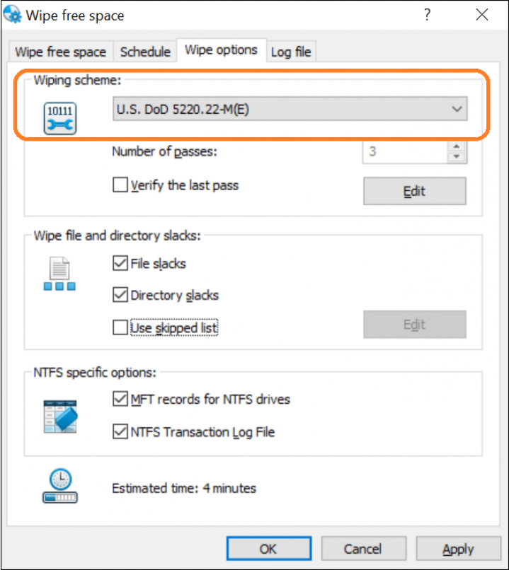 wipe free space ssd