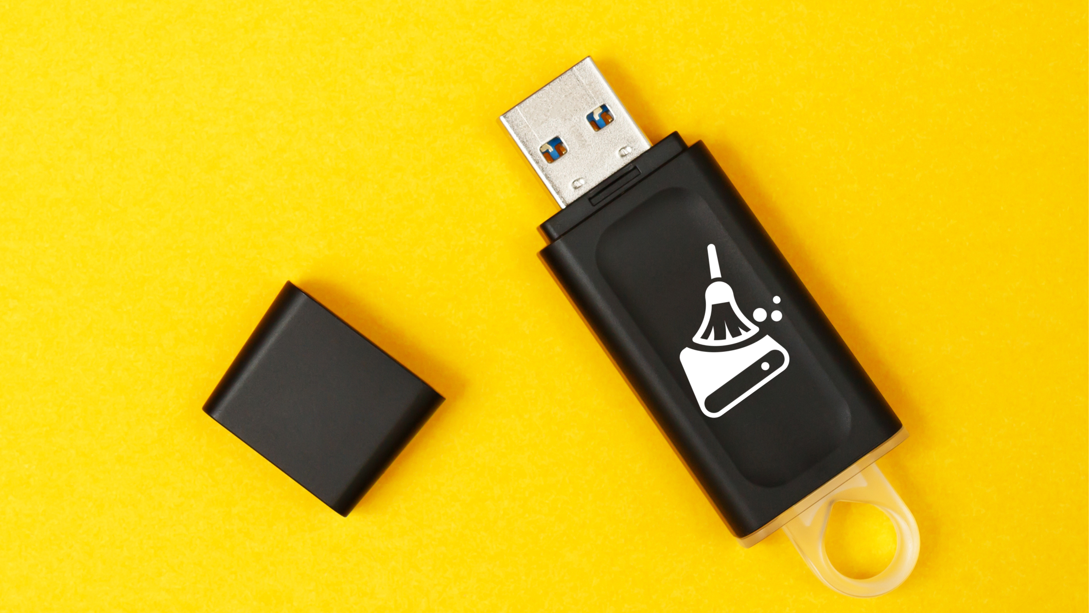 USB drive with logo of data erasure tool to be used as a USB external eraser for computers and drives