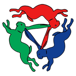 Logo of FABLAB des 3 LAPINS featuring three intertwined rabbits in red, green, and blue